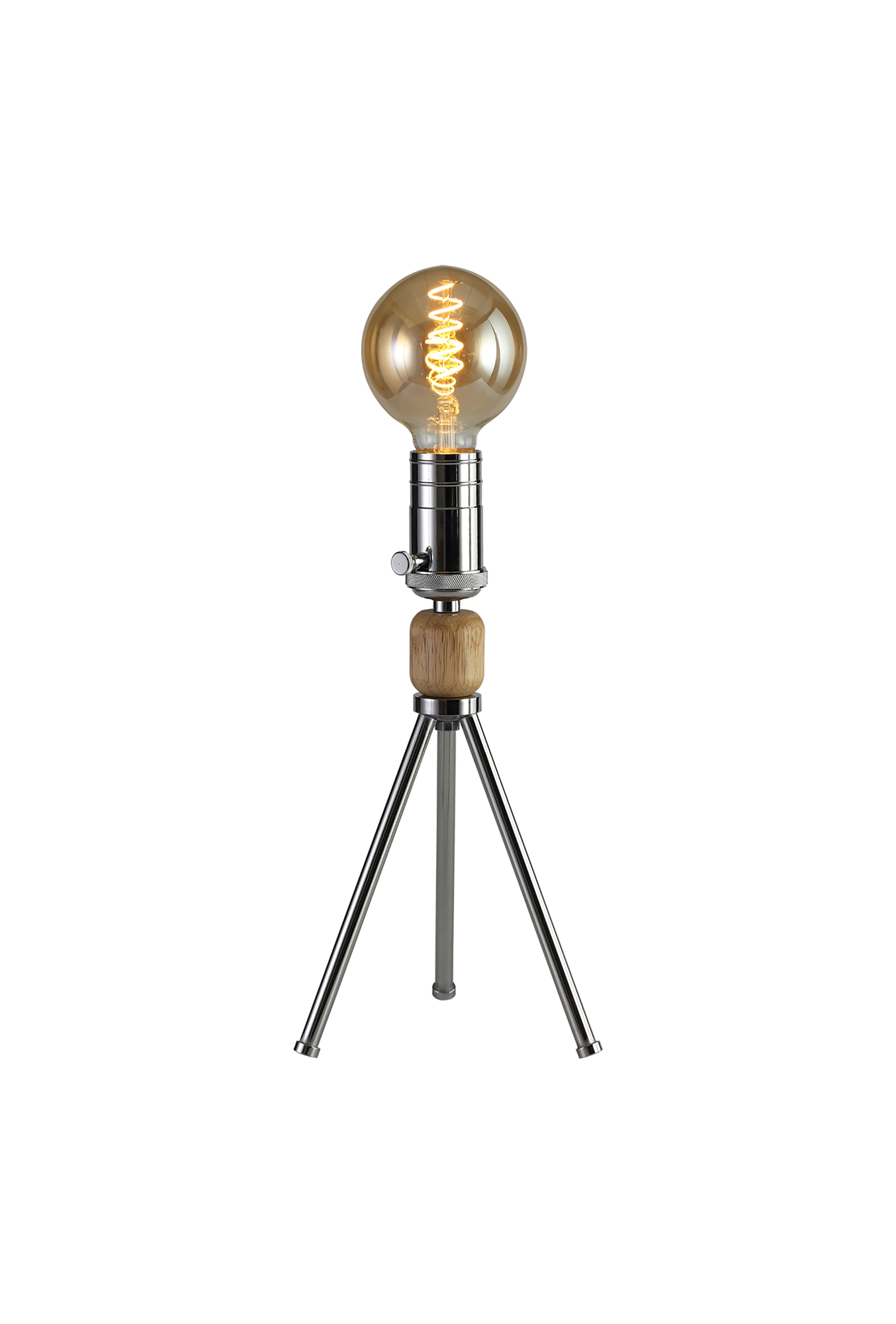 D0561  Tripp 31cm Table Lamp 1 Light Polished Chrome, Wood